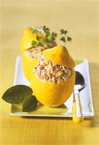 Lemons stuffed with tuna mousse