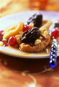 Dried fruit salad with tea and Cognac