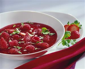 Berry soup with coriander leaves