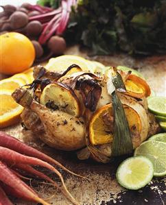 Chicken with citrus fruits