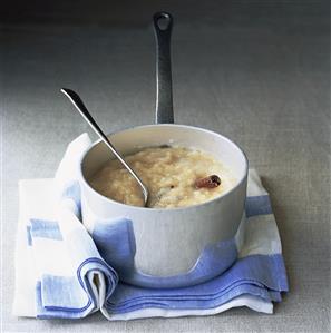 Apple puree with cinnamon in a pan