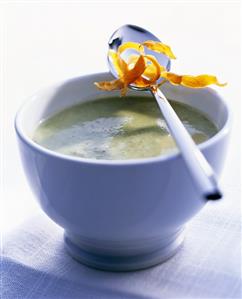 Chard soup with sweet potato crisps