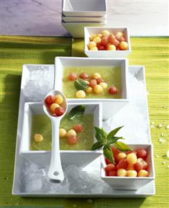 Cold melon soup with mint