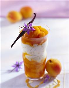 Rice pudding with apricot sauce