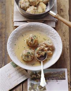 Zuppa con i canederli allo speck (Bacon dumpling soup, Italy)