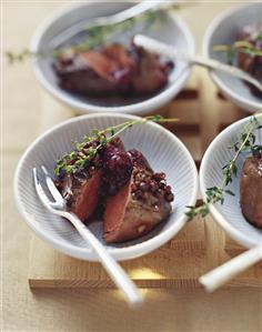 Venison medallions in nut oil with fig and shallot chutney