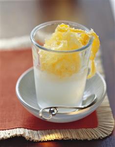 Orange granita with white coffee cream