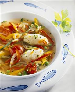 Mediterranean vegetable stew with stockfish dumplings