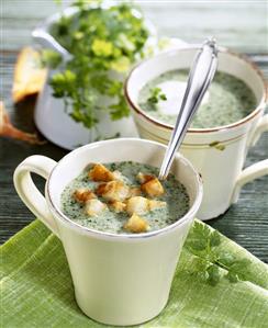 Maundy Thursday soup (chervil soup) with croutons