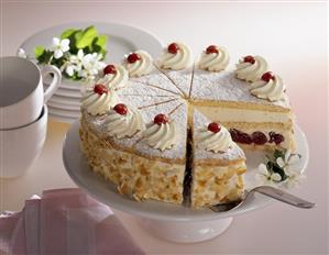 Cheese cream cake with sour cherries