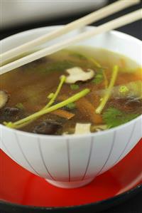 Vegetable broth with shiitake mushrooms