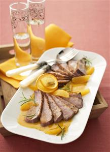 Duck breast with Campari orange sauce