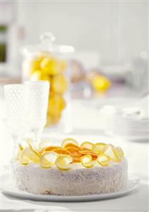 Orange and lemon cake with grated coconut