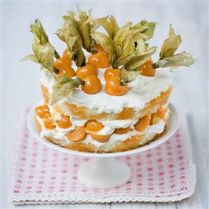 Physalis cake on cake stand