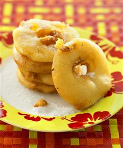 Pineapple fritters with sugar