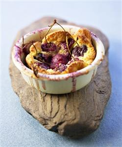 Cherry clafouti in baking dish