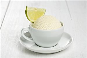 Lime sorbet in espresso cup