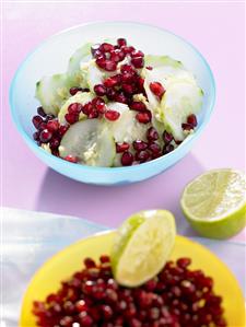 Cucumber salad with pomegranate seeds