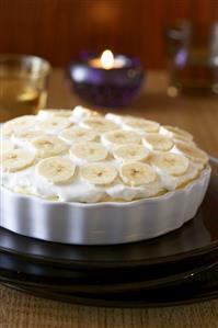 Banana pie in the baking dish