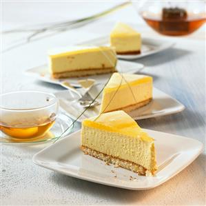 Four pieces of passion fruit cake to serve with tea