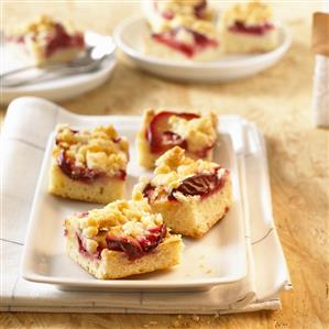 Plum cake cut into squares