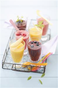 Assorted fruit smoothies