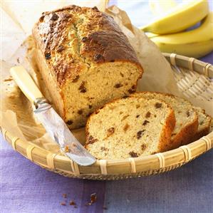 Banana bread in a bread basket