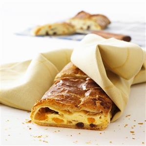 Quark strudel made with puff pastry