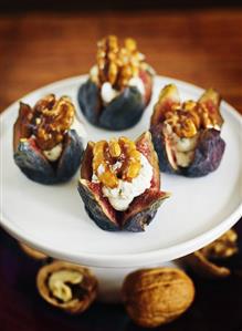 Figs stuffed with blue cheese and walnuts