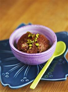 Chocolate semifreddo with pistachios