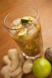 Cocktail made with ginger, lime and rum