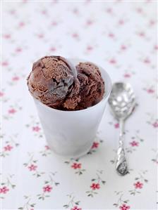 Chocolate ice cream in a beaker