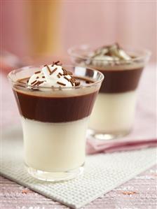 Chocolate jelly with cream and chocolate vermicelli