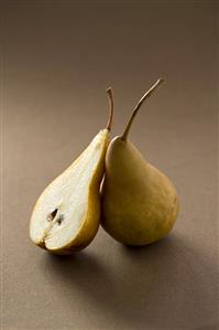 Whole pear and half a pear