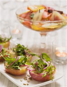 Baked apples with rocket & onion salad (Christmas, Sweden)