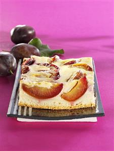 A piece of plum quark cake