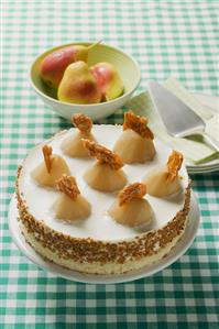 Whole pear yoghurt cheesecake