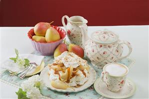 Pear pavlova with mascarpone, coffee