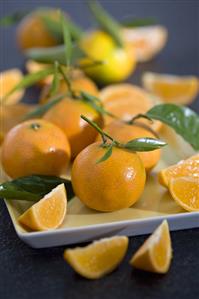 Oranges with leaves