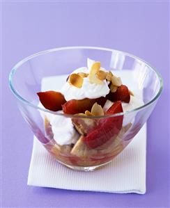 Plum and amaretti trifle with cream