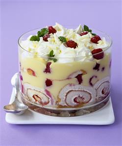 White chocolate and raspberry trifle