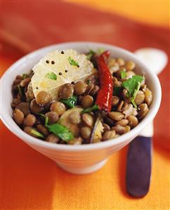 Green lentils with lemon and chili pepper, India