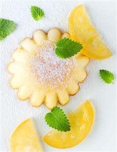 Lemon madeleines with candied lemon slices