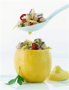 Chick-pea salad with Moroccan-style pickled lemons