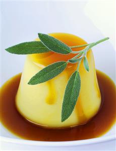 Orange crème caramel with sage