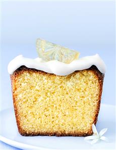 Moist lemon cake with soft cheese topping