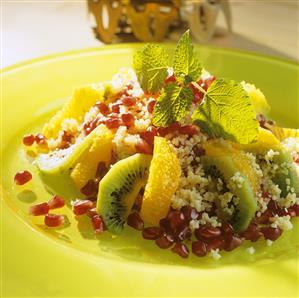 Bulgur wheat salad with fresh fruit