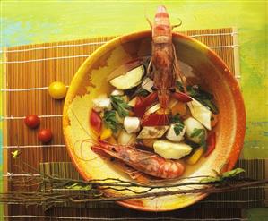 Mediterranean seafood soup with vegetables