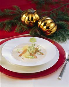 Smoked fish soup with horseradish