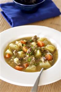 Scotch broth (Scottish barley soup with lamb)